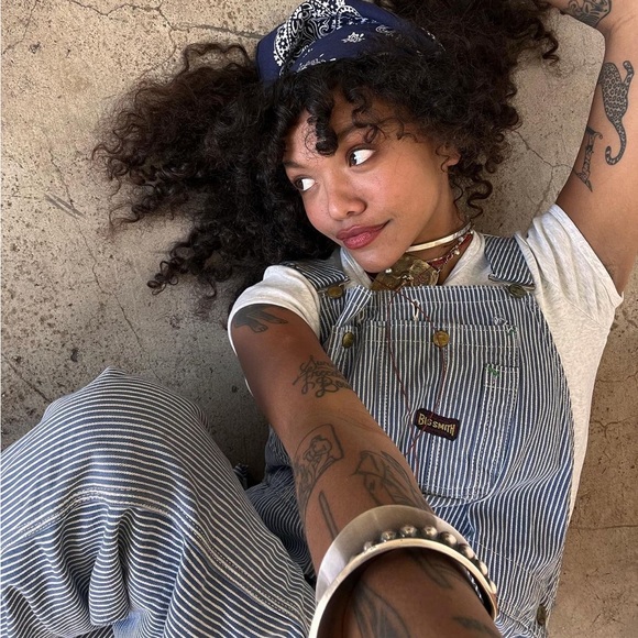 Dickies Hickory Stripe Railroad Overalls denim unisex Medium 34x34 - Picture 9 of 14